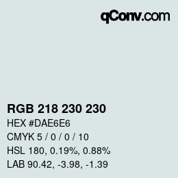 Código de color: RGB 218 230 230 | qconv.com