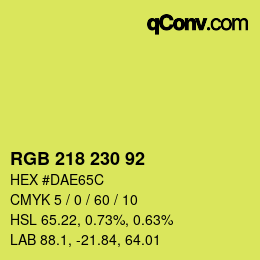 颜色代码: RGB 218 230 92 | qconv.com