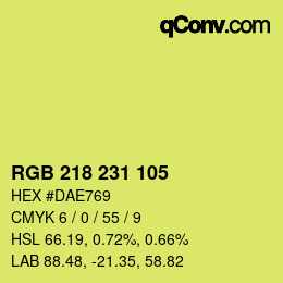 カラーコード: RGB 218 231 105 | qconv.com