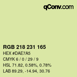 カラーコード: RGB 218 231 165 | qconv.com
