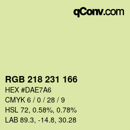 Color code: RGB 218 231 166 | qconv.com