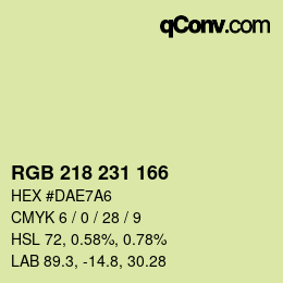 カラーコード: RGB 218 231 166 | qconv.com