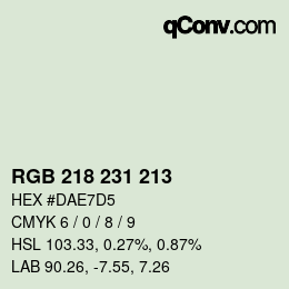 カラーコード: RGB 218 231 213 | qconv.com