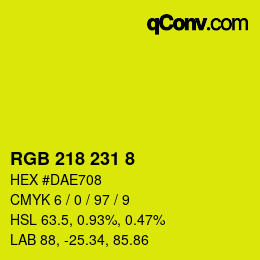 Color code: RGB 218 231 8 | qconv.com