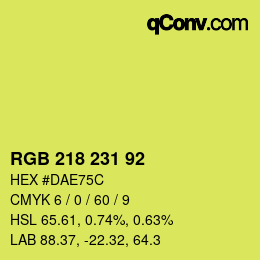 Color code: RGB 218 231 92 | qconv.com