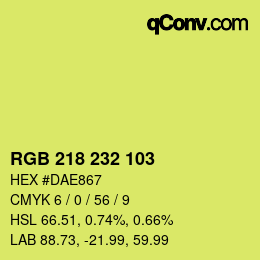 カラーコード: RGB 218 232 103 | qconv.com