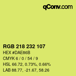 Color code: RGB 218 232 107 | qconv.com