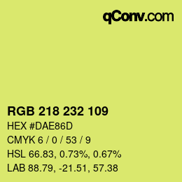 Color code: RGB 218 232 109 | qconv.com