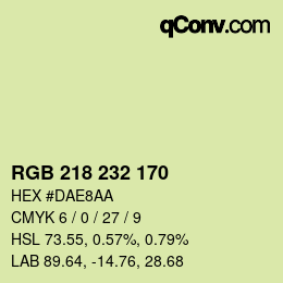 カラーコード: RGB 218 232 170 | qconv.com