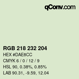 カラーコード: RGB 218 232 204 | qconv.com