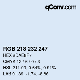 Código de color: RGB 218 232 247 | qconv.com