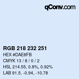 カラーコード: RGB 218 232 251 | qconv.com