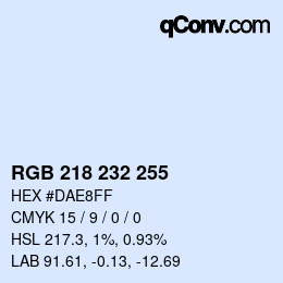 Color code: RGB 218 232 255 | qconv.com