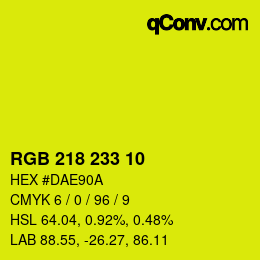 Color code: RGB 218 233 10 | qconv.com