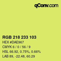 Color code: RGB 218 233 103 | qconv.com