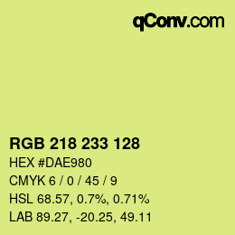 カラーコード: RGB 218 233 128 | qconv.com