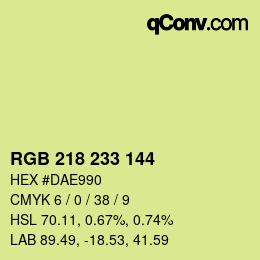 Color code: RGB 218 233 144 | qconv.com