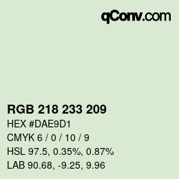 カラーコード: RGB 218 233 209 | qconv.com