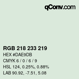 Color code: RGB 218 233 219 | qconv.com