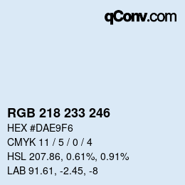 Color code: RGB 218 233 246 | qconv.com