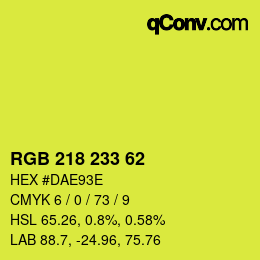 Color code: RGB 218 233 62 | qconv.com