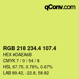 カラーコード: RGB 218 234.4 107.4 | qconv.com