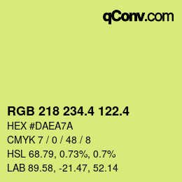カラーコード: RGB 218 234.4 122.4 | qconv.com