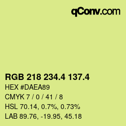 カラーコード: RGB 218 234.4 137.4 | qconv.com