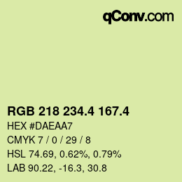カラーコード: RGB 218 234.4 167.4 | qconv.com