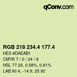 カラーコード: RGB 218 234.4 177.4 | qconv.com