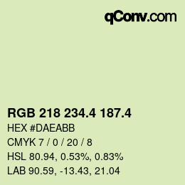 カラーコード: RGB 218 234.4 187.4 | qconv.com