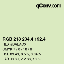 カラーコード: RGB 218 234.4 192.4 | qconv.com