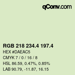 カラーコード: RGB 218 234.4 197.4 | qconv.com