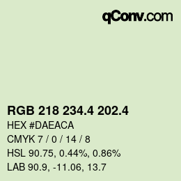 カラーコード: RGB 218 234.4 202.4 | qconv.com