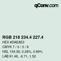 カラーコード: RGB 218 234.4 227.4 | qconv.com