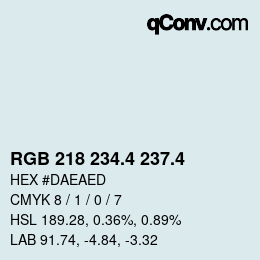 カラーコード: RGB 218 234.4 237.4 | qconv.com