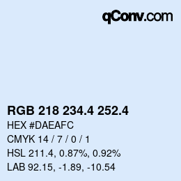 カラーコード: RGB 218 234.4 252.4 | qconv.com