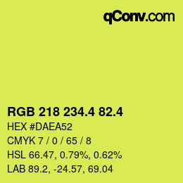 カラーコード: RGB 218 234.4 82.4 | qconv.com