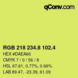 カラーコード: RGB 218 234.8 102.4 | qconv.com