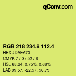 カラーコード: RGB 218 234.8 112.4 | qconv.com
