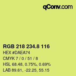 カラーコード: RGB 218 234.8 116 | qconv.com