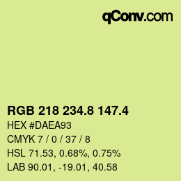 カラーコード: RGB 218 234.8 147.4 | qconv.com