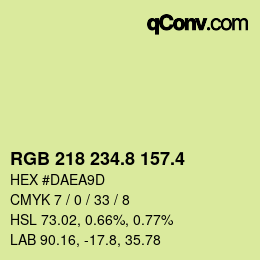 カラーコード: RGB 218 234.8 157.4 | qconv.com