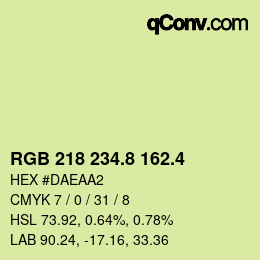 カラーコード: RGB 218 234.8 162.4 | qconv.com