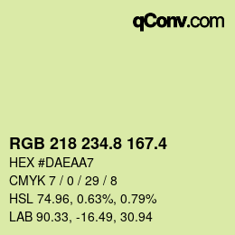 カラーコード: RGB 218 234.8 167.4 | qconv.com