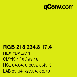 カラーコード: RGB 218 234.8 17.4 | qconv.com