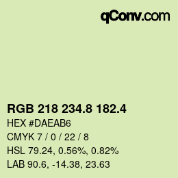 カラーコード: RGB 218 234.8 182.4 | qconv.com