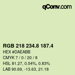 カラーコード: RGB 218 234.8 187.4 | qconv.com