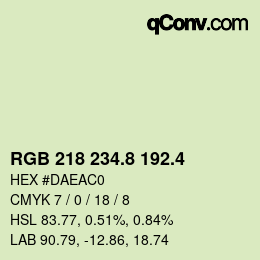 カラーコード: RGB 218 234.8 192.4 | qconv.com