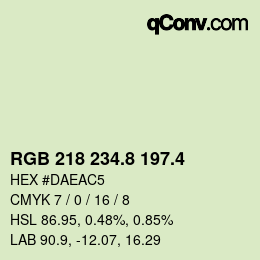 カラーコード: RGB 218 234.8 197.4 | qconv.com